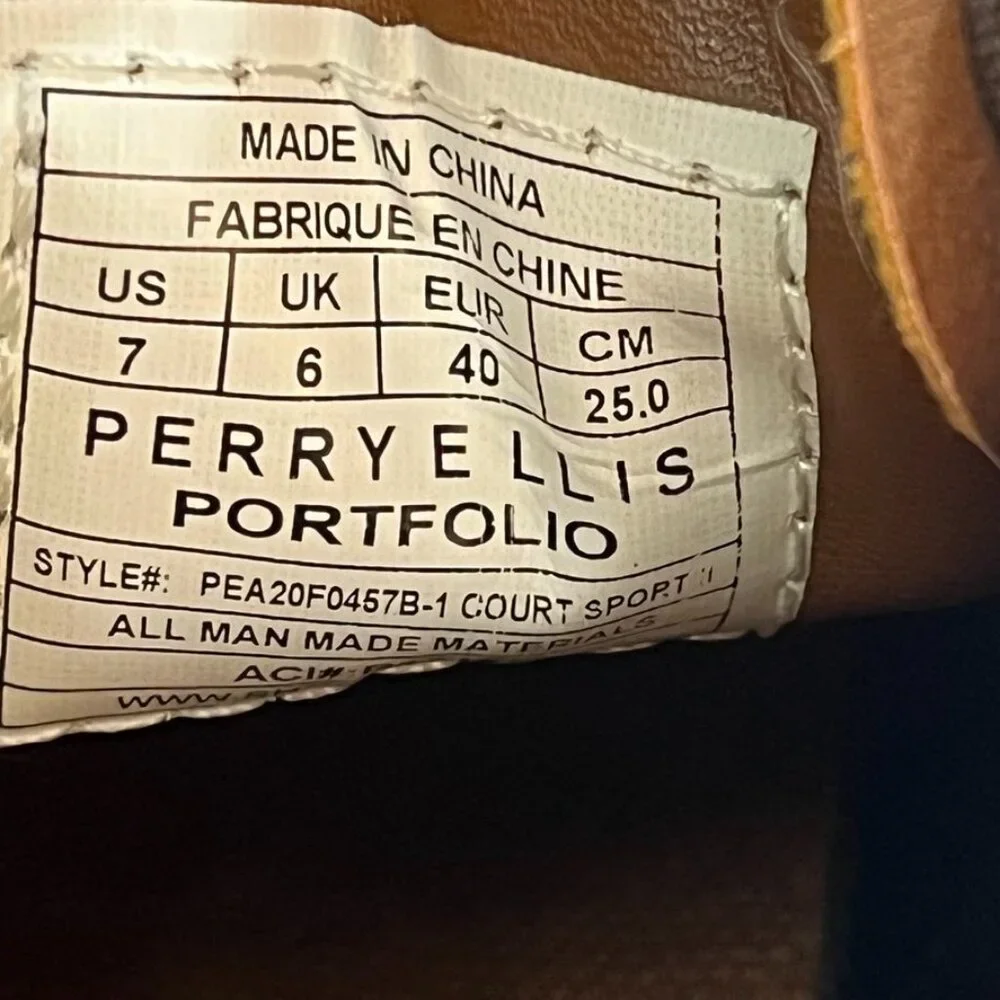 Perry Ellis Court Sport II Sneaker Perforated Cognac Brown Men's 7